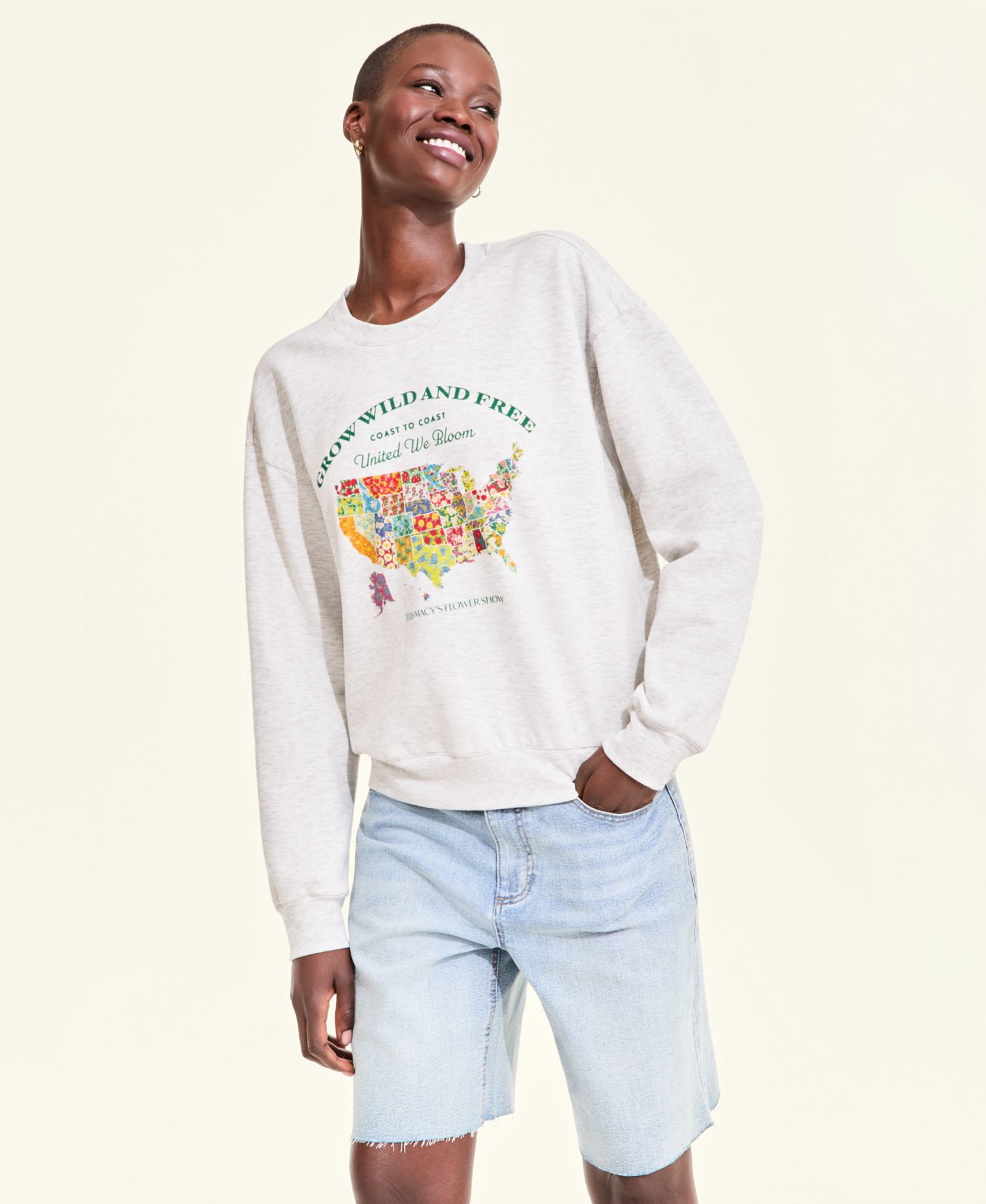 Macy's Flower Show Women's U.S. Flower Map Sweatshirt, Macy's Exclusive