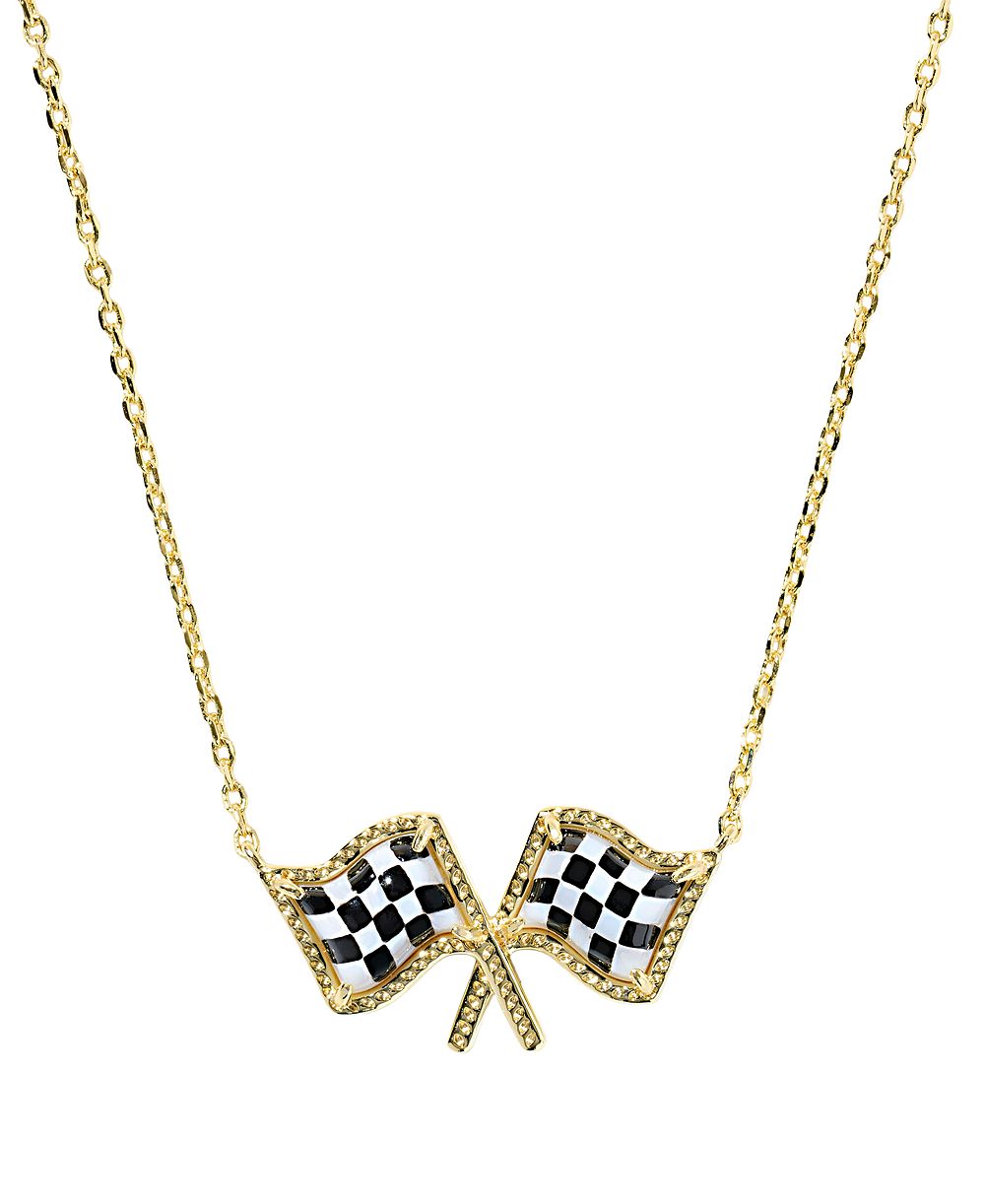 Короткая подвеска-ожерелье Kendra Scott 14k Gold-Plated Checkered Flag
