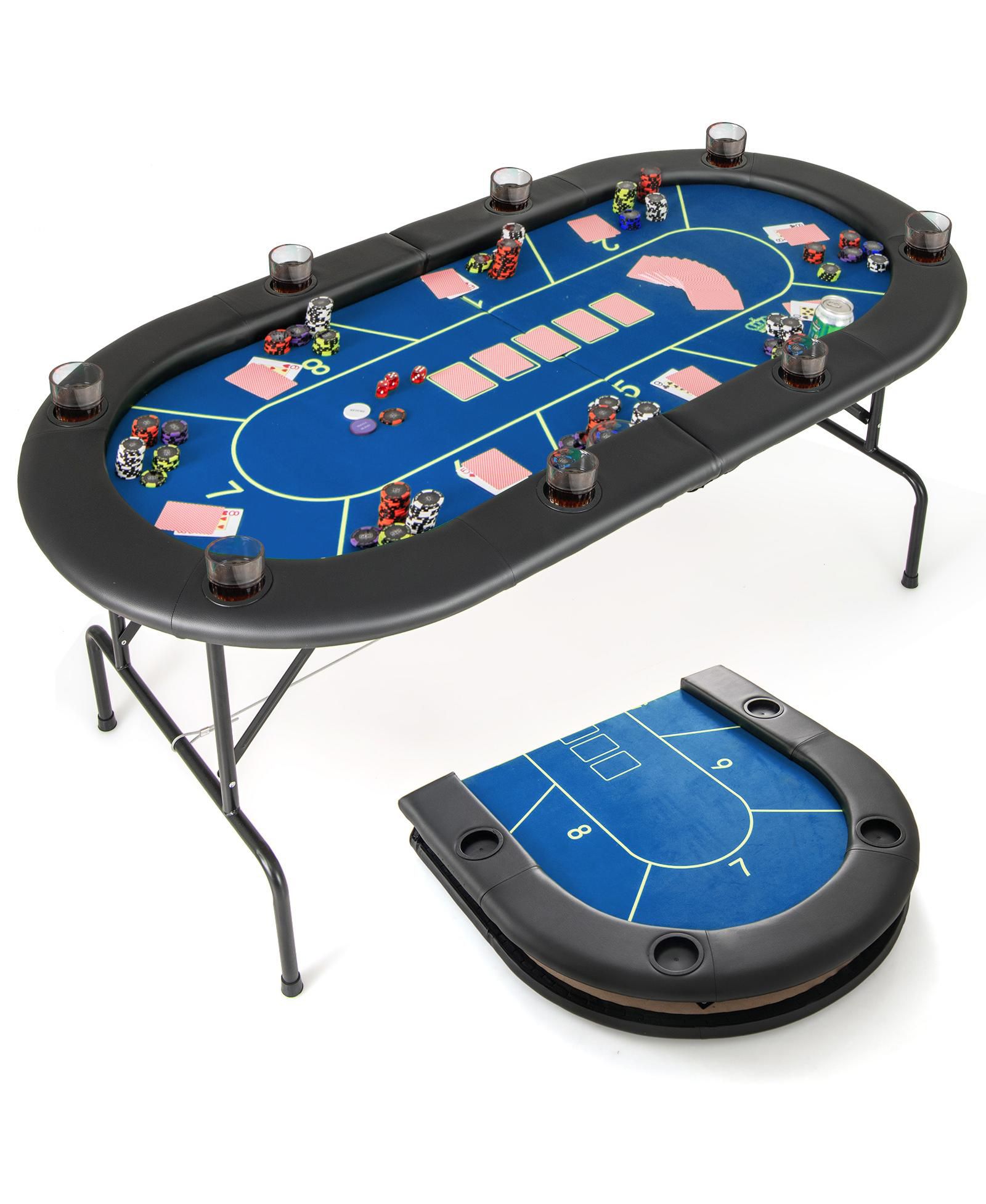 Складной покерный стол Sugift 72" x 36" x 30.5" с 8 подстаканниками, 14 лет и старше