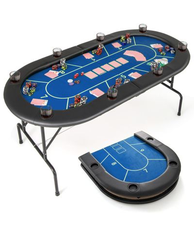 Складной покерный стол Sugift 72" x 36" x 30.5" с 8 подстаканниками, 14 лет и старше