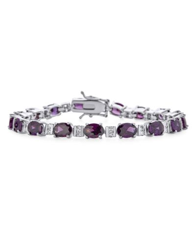 Bling Jewelry Vintage Style Alternating Oval Shape Purple CZ Cubic Zirconia Tennis Bracelet Silver Plated 7 Inch
