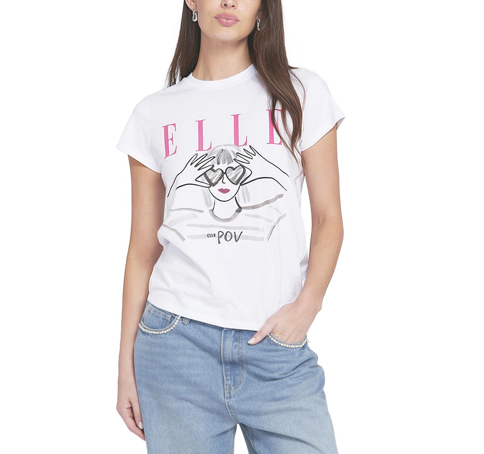 ELLE Collection Women's Heart Eyes Graphic Tee T-Shirt