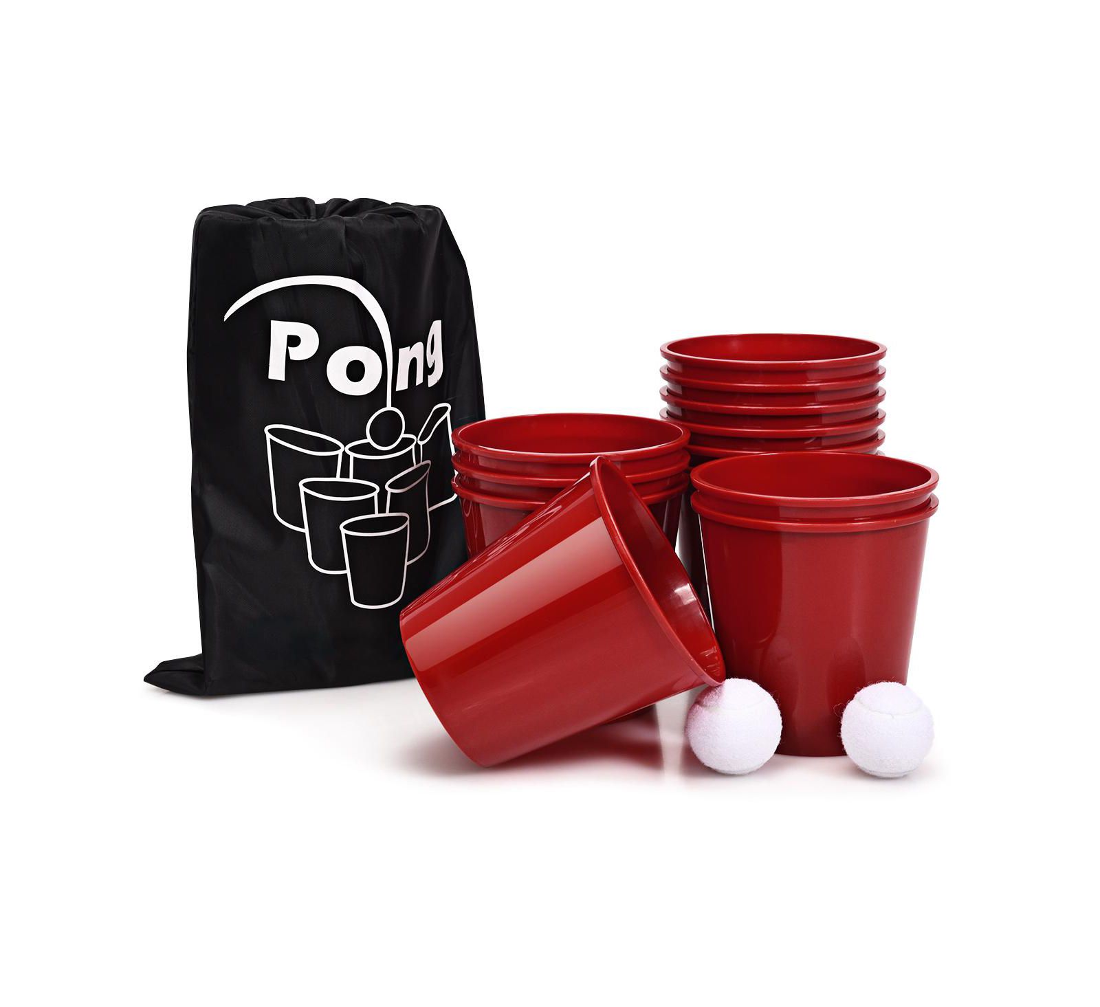 Sugift Giant Yard Pong Game Portable Set with 12 Buckets, 2 Balls, Ages 6+