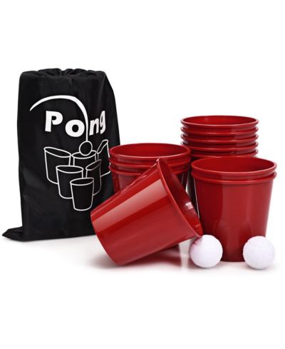 Набор игр для двора SUGIFT Giant Yard Pong с ведрами, мячами и сумкой