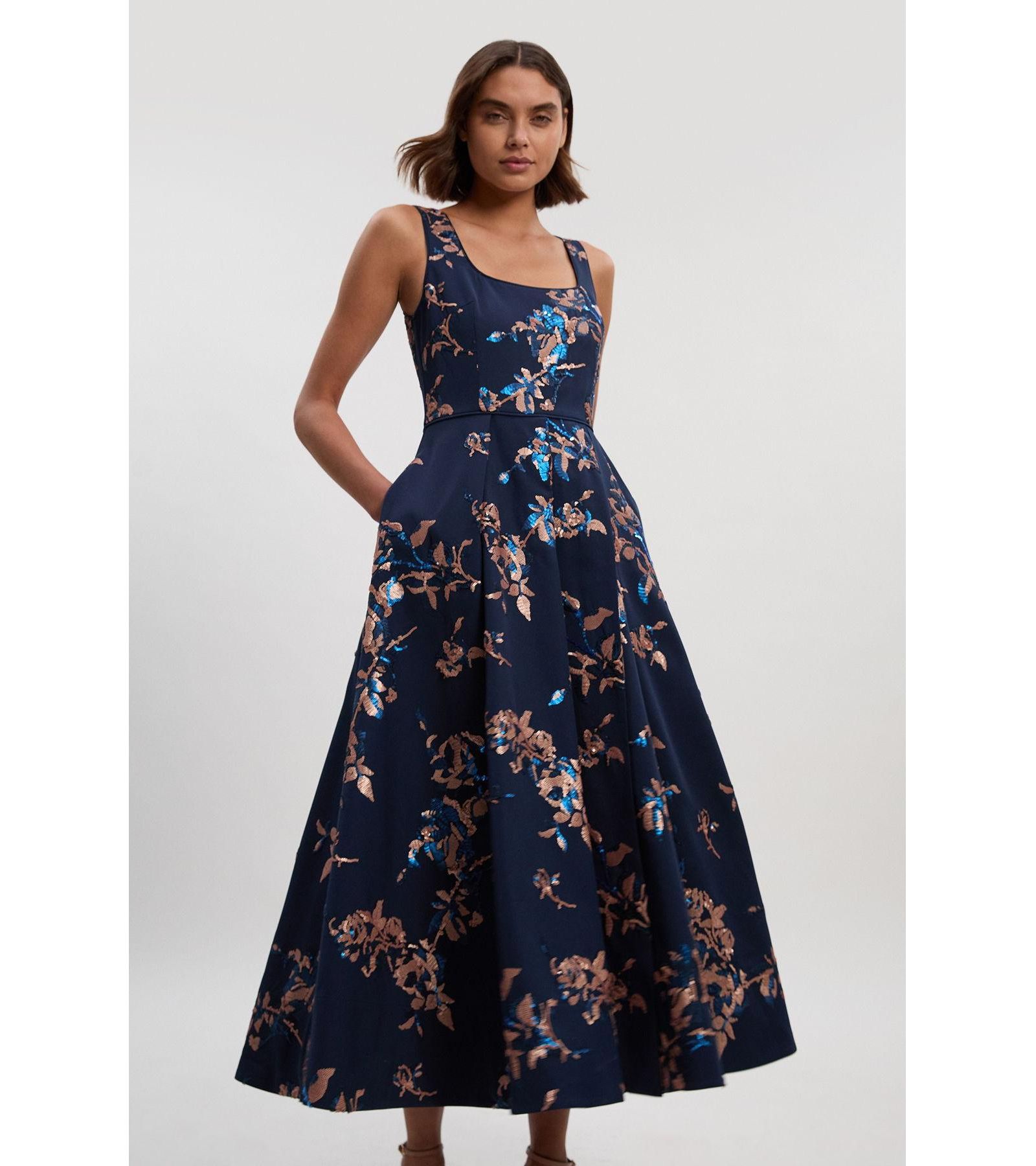 Karen Millen Женское вечернее платье из атласа с пайетками