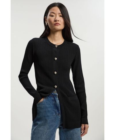 Karen Millen Women's Dome Button Longline Knitted Cardi