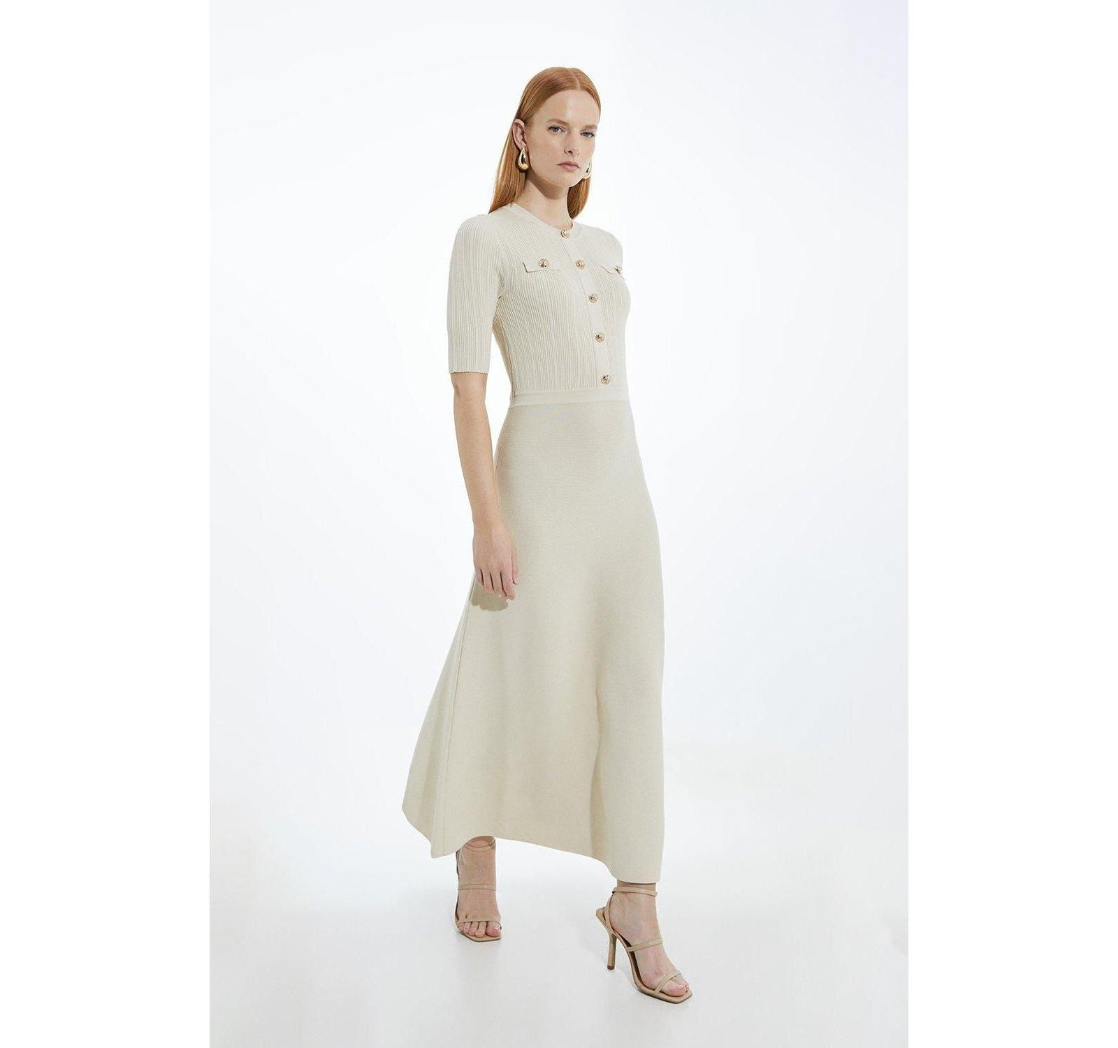 Женское макси-платье Karen Millen Rib Knit Military Trim