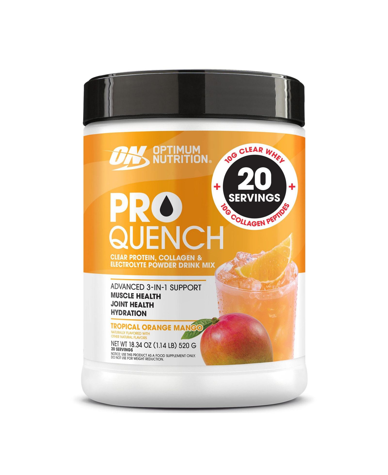 Optimum Nutrition Протеиновый порошок Pro Quench Whey + Collagen, Tropical Orange Mango, 20 порций