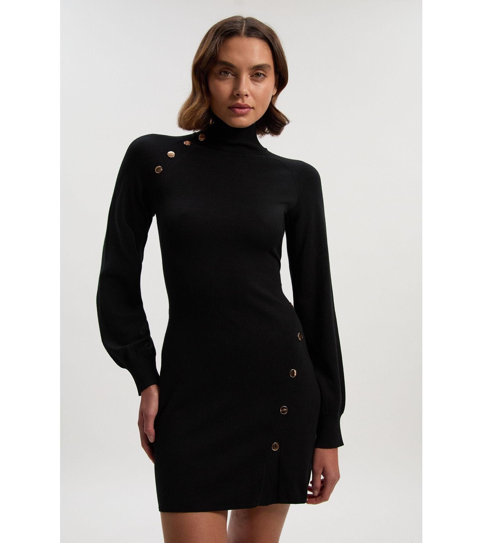 Karen Millen Women's Viscose Blend Popper Knit Mini Dress