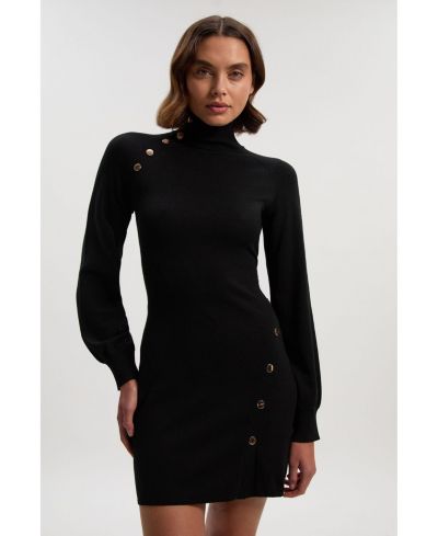 Karen Millen Women's Viscose Blend Popper Knit Mini Dress