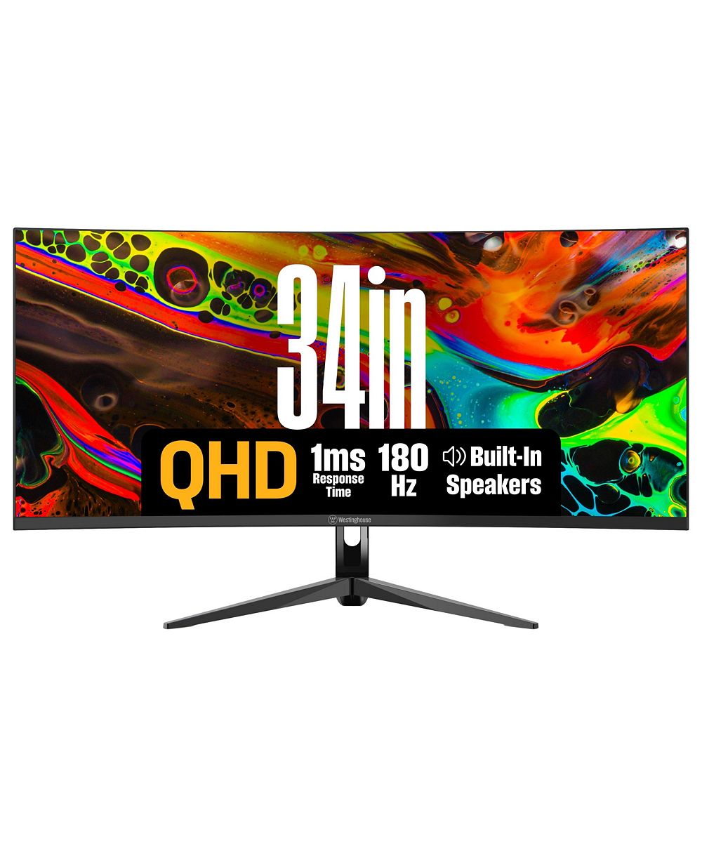 Игровой монитор Westinghouse 34", VA, 3440x1440 QHD, 180 Гц, изогнутый