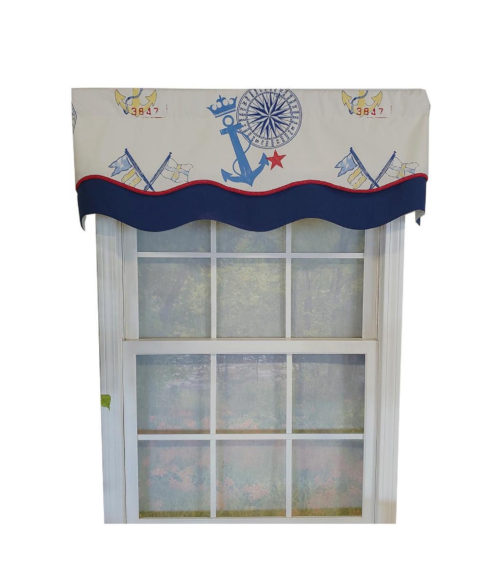 RLF Home Sea Crown Glory 3" Rod Pocket Lining Luxurious and Elegant Window Treatment Valance 50" x 16"
