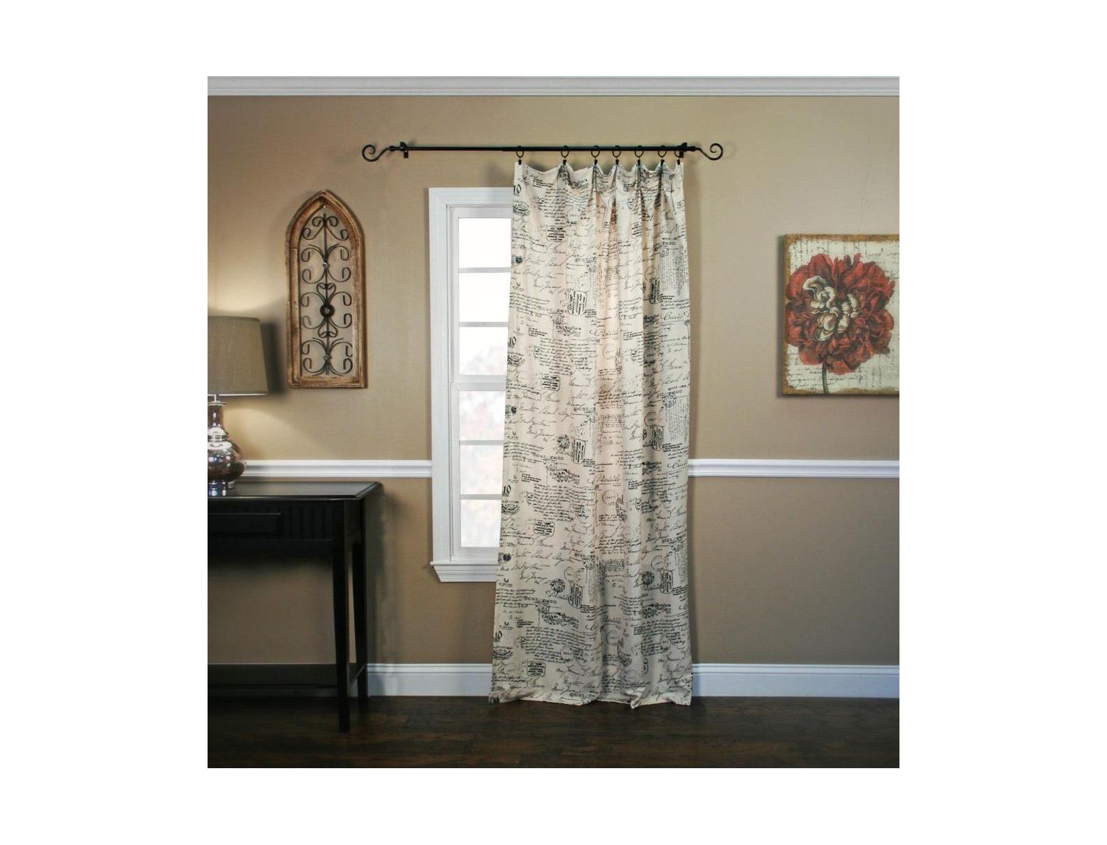 Ellis Curtain Script 100 Percent Fabric Perfect Decorative Classic Print Rod Pocket Panel Window Curtain