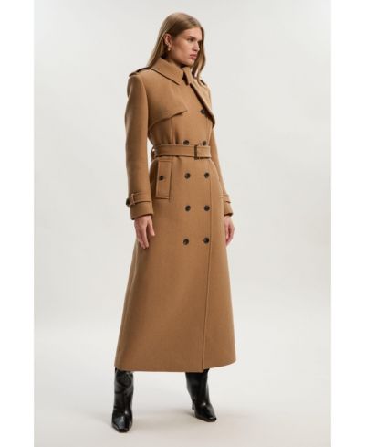 Karen Millen Женский шерстяной макси-плащ с поясом