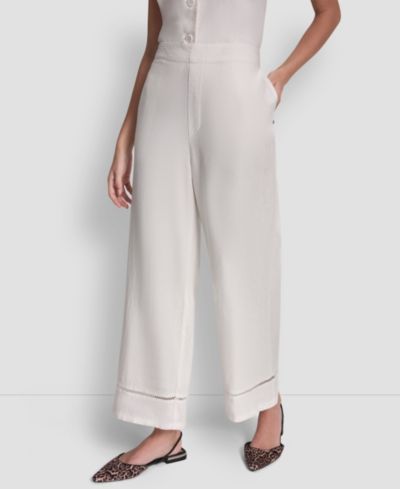 DKNY Jeans Women's Linen-Blend High-Rise Pull-On Wide-Leg Pants