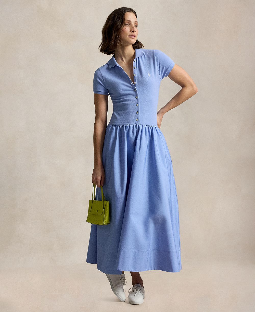 Polo Ralph Lauren Women's Hybrid Mesh Polo Collar A-Line Dress
