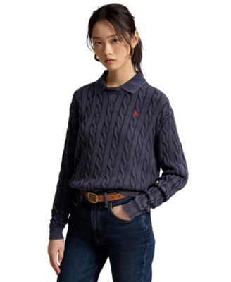 Polo Ralph Lauren Женский хлопковый свитер Polo с вязаным узором