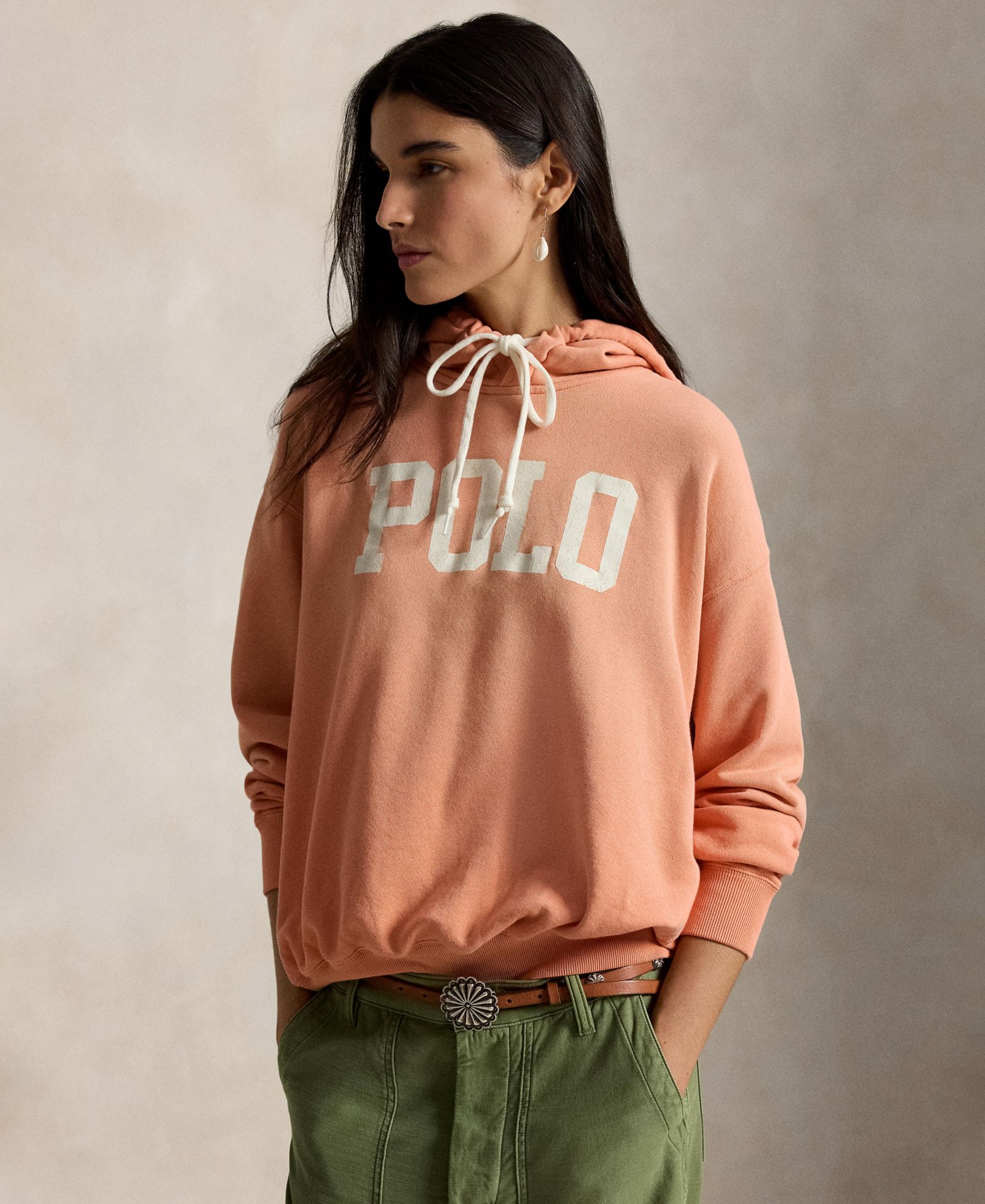 Женское легкое худи Polo Ralph Lauren с логотипом, круглый вырез