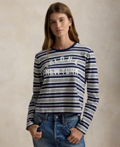 Polo Ralph Lauren Women's Striped Crewneck Long-Sleeve T-Shirt