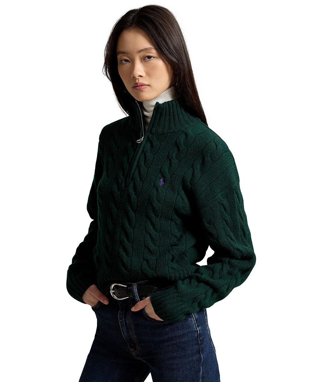 Polo Ralph Lauren Women's Cable-Knit Half-Zip Wool-Cashmere Sweater