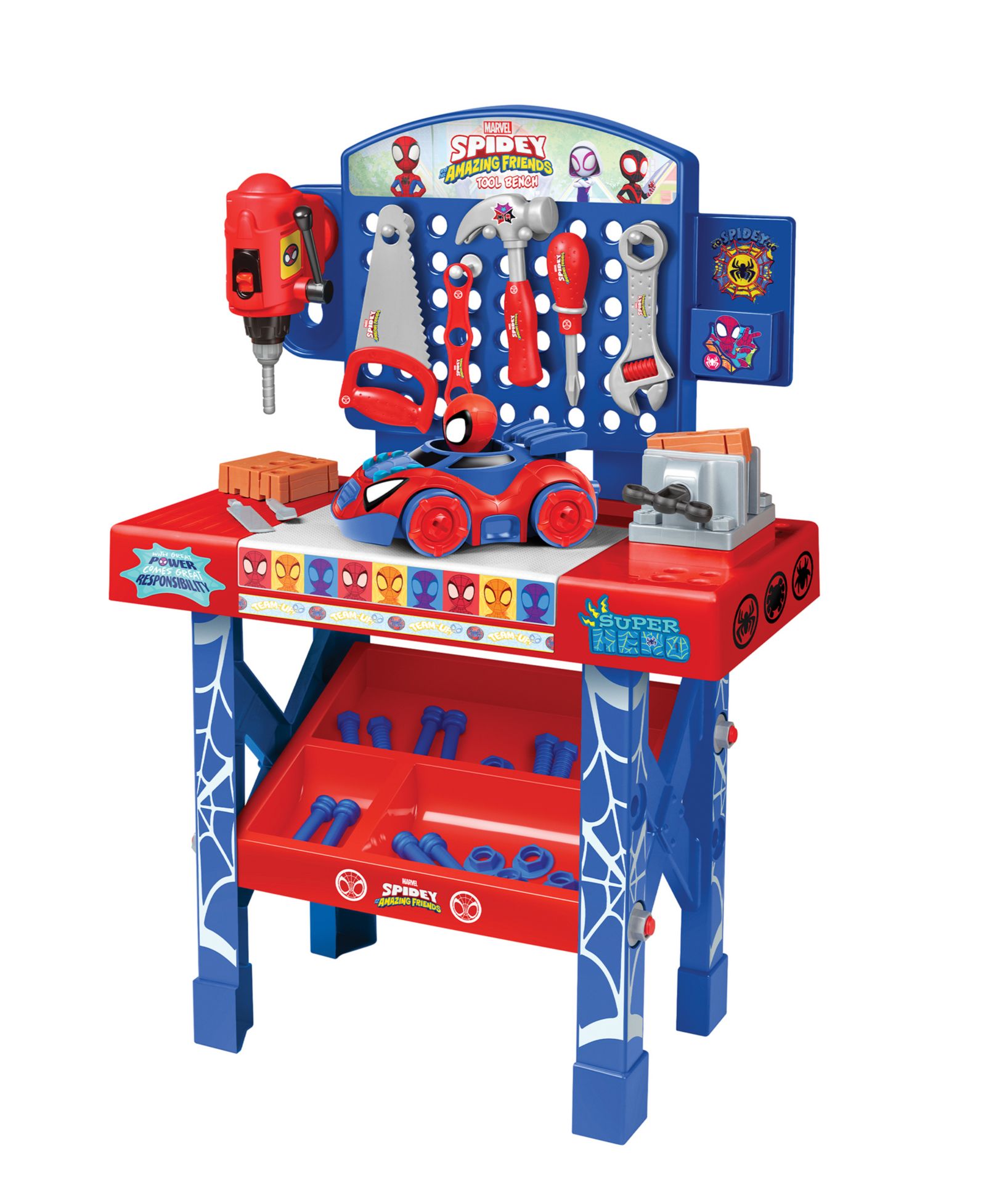 World Tech Toys Spider-Man Take Apart Car Tool Bench Playset, Ages 3+