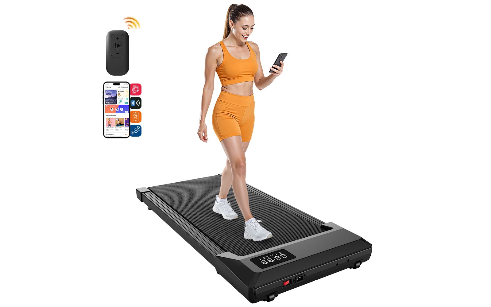 Superun 35.43 inches Belt Walking Smart Treadmills for Home Office, 2.5HP Portable Treadmills with Remote Control No APP