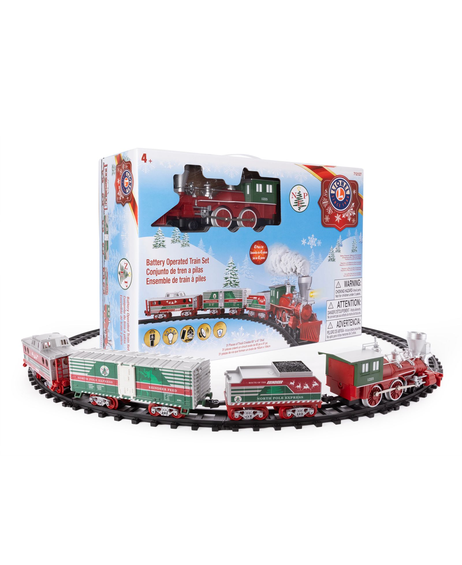 Игрушечный поезд Lionel North Pole Central на батарейках, масштаб O Gauge