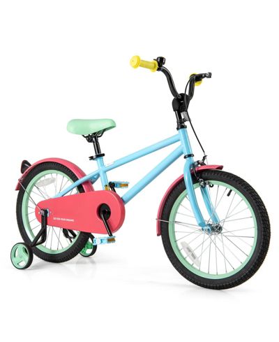 Hongge 18-Inch Kids Bike with Adjustable Handlebar and Saddle, Removable Training Wheels, Ages 5+
