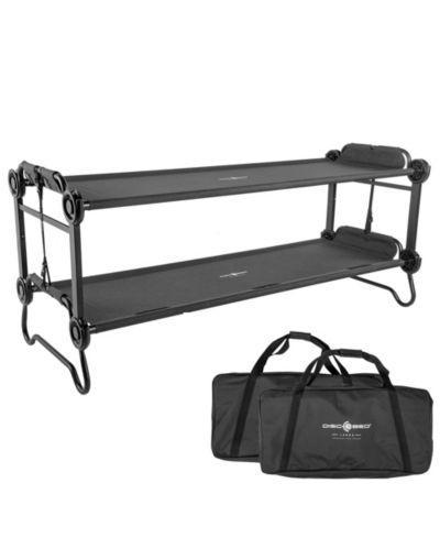 Disc-O-Bed Large Outdoor Convertible 2 Person Portable Camping Bunk Cots, Black