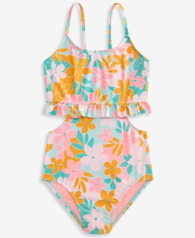 Breaking Waves Girls' 7-16 Ruffle Monokini One-Piece Swimsuit