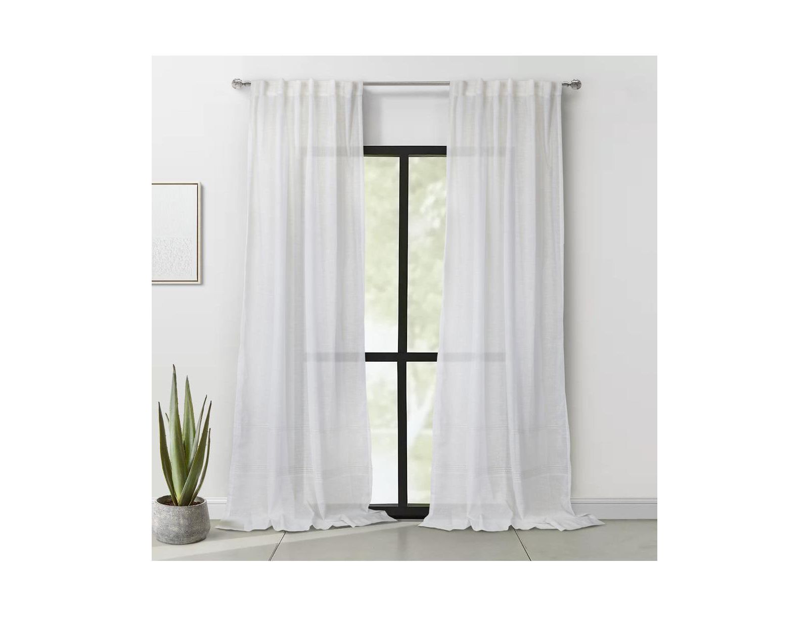 Habitat Alicante Sheer Dual Header Slub Sheer Fabric Curtain Panel for Brighten Any Living Space