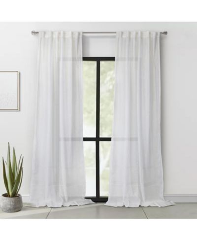 Habitat Alicante Sheer Dual Header Slub Sheer Fabric Curtain Panel for Brighten Any Living Space