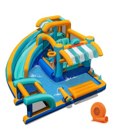 Hongge Inflatable Water Slide Bounce House with Ice Cream Theme, Splash Pool and 750W Blower, Ages 3+
