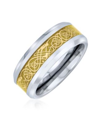 Bling Jewelry кольцо с инкрустацией из углеродного волокна и кельтским узлом дракона, 8MM, титан, двухцветное