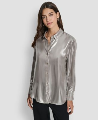 DKNY Jeans женская блузка с длинным рукавом и пуговицами спереди