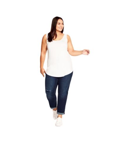 Avenue Женские джинсы Girlfriend Rip Plus Size Tall