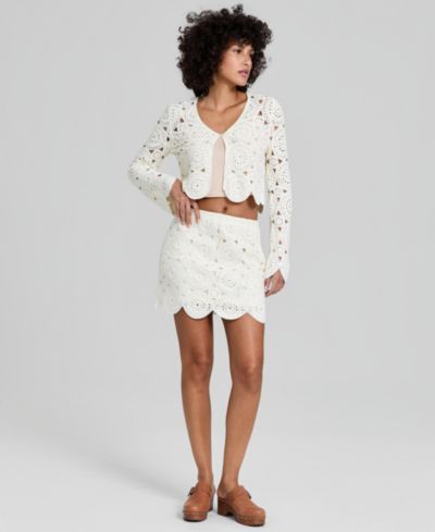 And Now This Женская мини-юбка Crochet с отделкой Scallop-Trim
