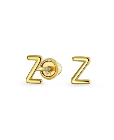 Bling Jewelry серьги-гвоздики с буквами из 14K золота ABC