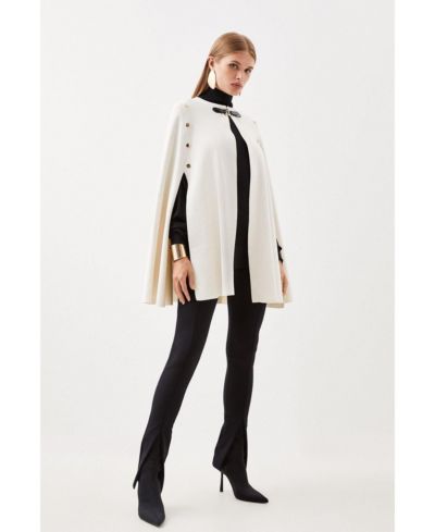 Karen Millen Женское трикотажное пальто-кейп с деталями Popper