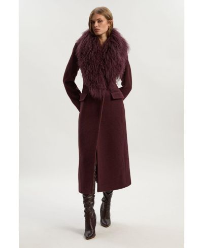 Женское миди-пальто Karen Millen Wool Detachable Collar