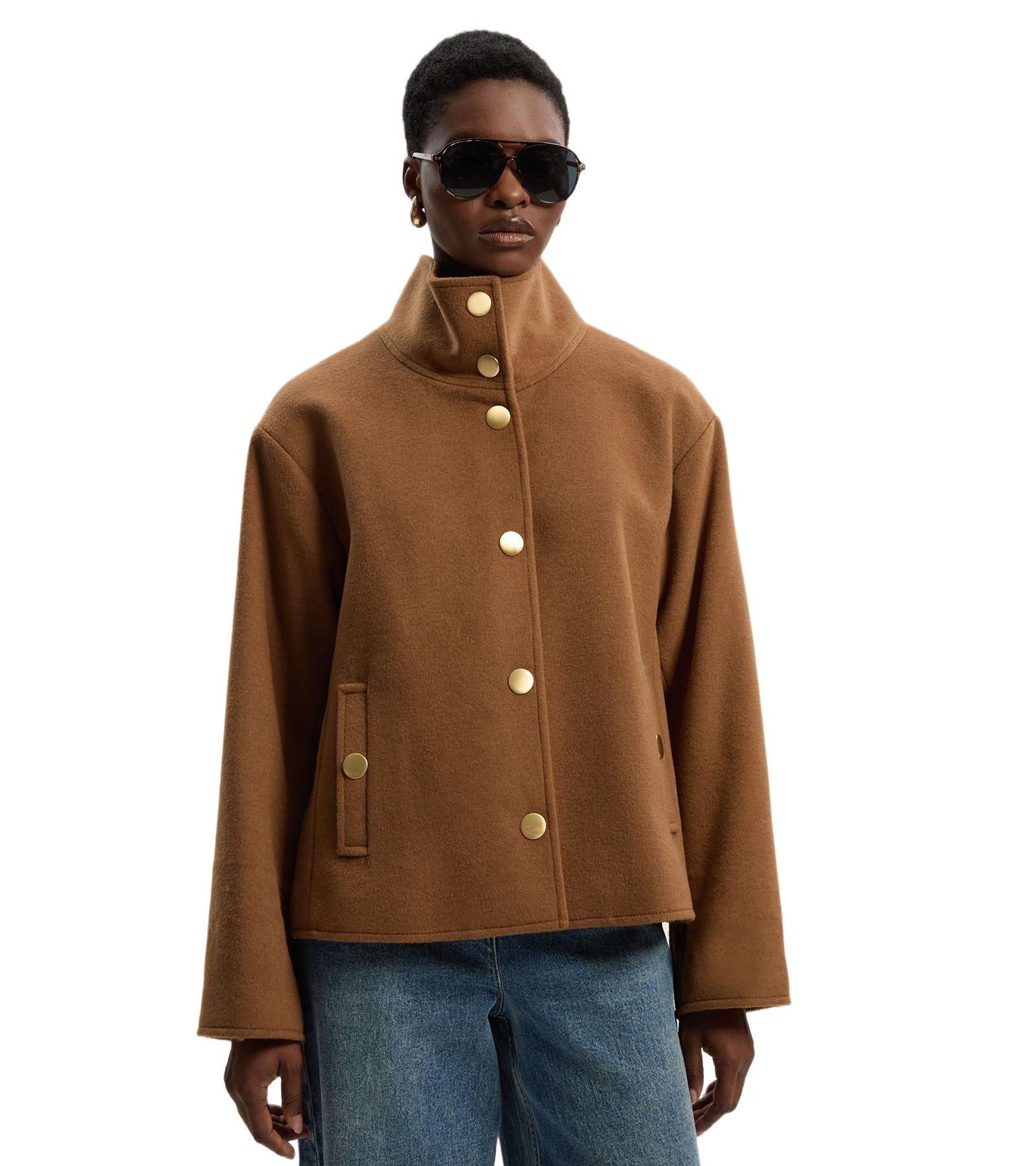 Karen Millen Women's Brushed Wool Funnel Neck Tailored Coat