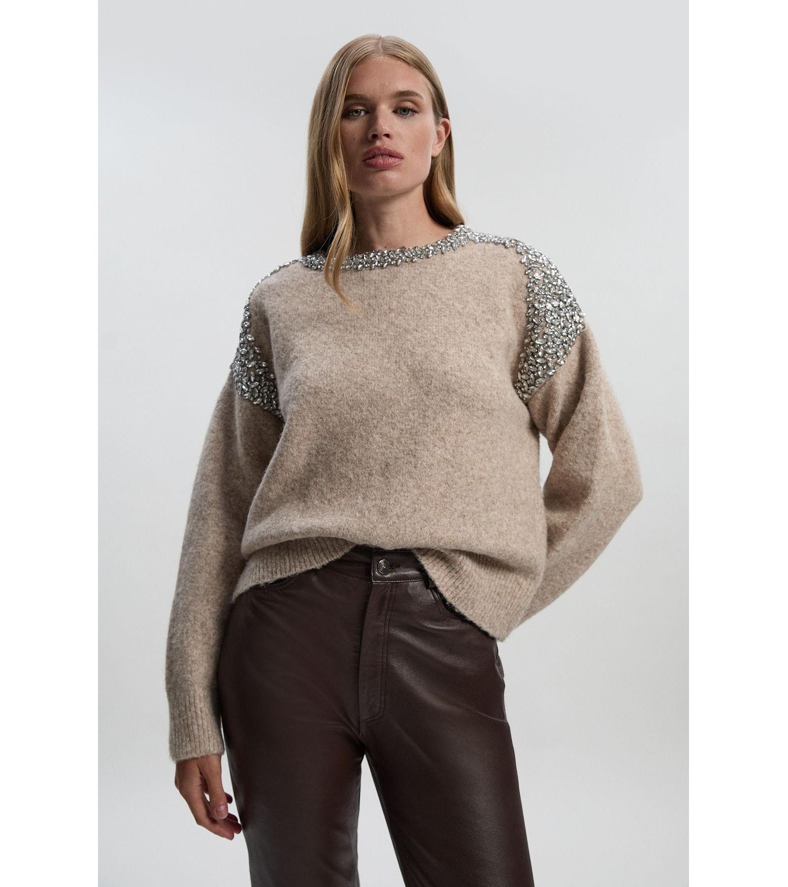 Женский джемпер Karen Millen Embellished Trim Cosy Knit