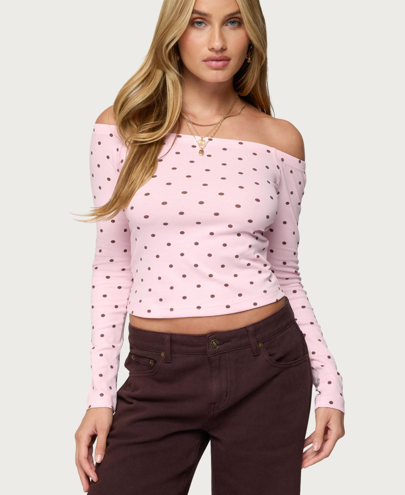 Женский топ Edikted Leandra Off Shoulder Polka Dot