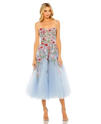 Mac Duggal Women's Bustier Embroidered Floral A-Line Dress