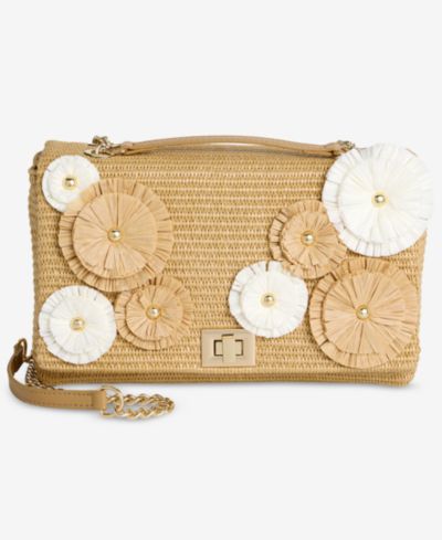 I.N.C. International Concepts Soft Ajae 3D Floral Straw Crossbody Handbag, Macy's Exclusive