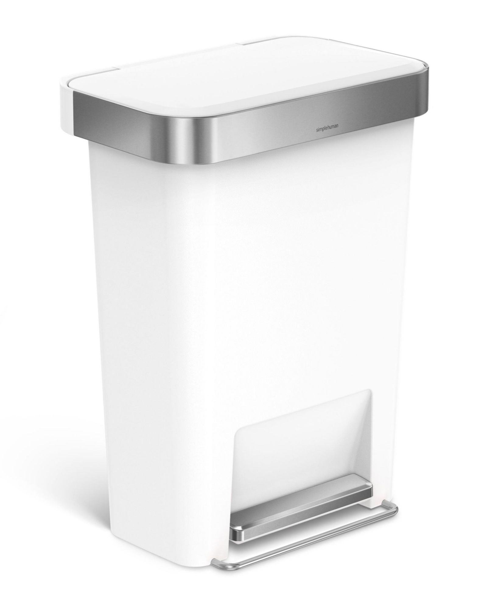 Simplehuman 45 Liter Rectangular Liner Rim Plastic Kitchen Trash Can with Liner Pocket