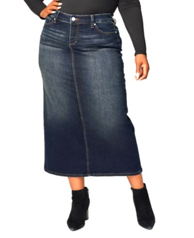 Женская джинсовая макси-юбка SLINK Jeans длиной 37" с боковыми разрезами