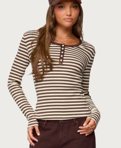 Женский топ Edikted Roma Striped Henley