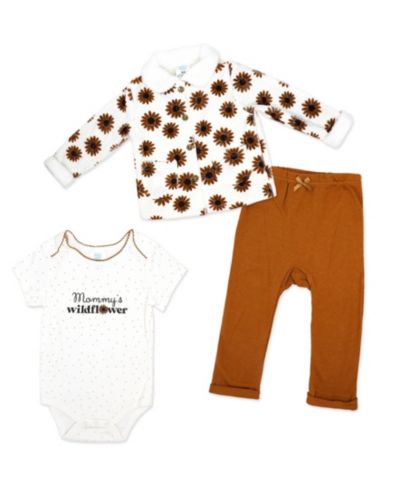 Комплект для новорожденных девочек Baby Mode: боди с коротким рукавом, куртка и брюки, 3 шт.