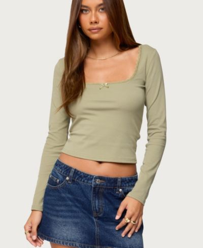 Футболка Edikted Women's Mora Lace Trim Ribbed